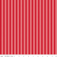 Letters to Cupid Stripes Red Yardage by My Mind's Eye for Riley Blake Designs | C16985-RED