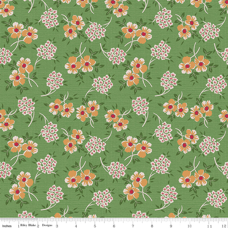 Home Town Holiday Floral Basil Yardage by Lori Holt for Riley Blake Designs | C14900 BASIL