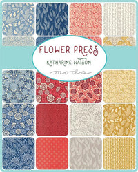 Flower Press Ecru Crimson Floral Yardage by Katharine Watson for Moda Fabrics | 3300 21