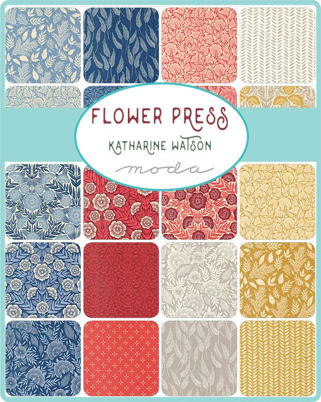 Flower Press Indigo Diamond Yardage by Katharine Watson for Moda Fabrics | 3307 13