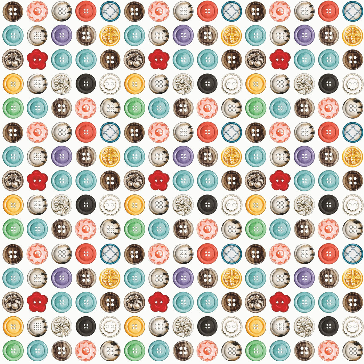 PRESALE She Who Sews–The Maker Button Box White Yardage by J. Wecker Frisch for Riley Blake Designs | C18530-WHITE