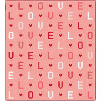 L-O-V-E Custom Quilt Kit with Love Blooms by Lella Boutique | Flamingo Pink Background | Size 72 1/2" x 80 1/2"