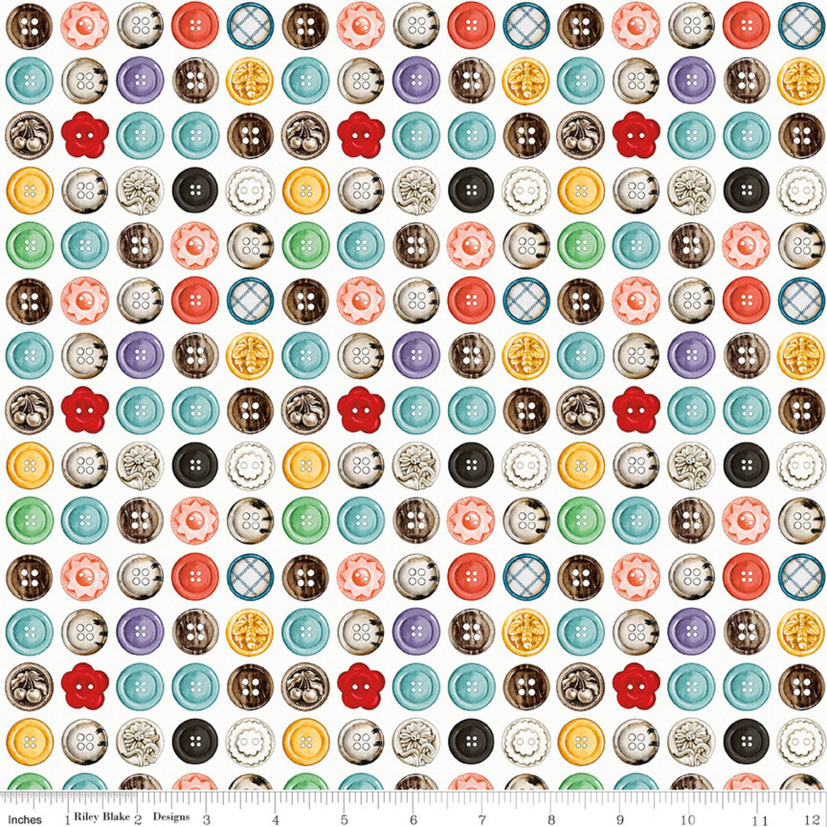 PRESALE She Who Sews–The Maker Button Box White Yardage by J. Wecker Frisch for Riley Blake Designs | C18530-WHITE