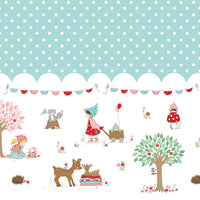Whimsical Woodland Border Print Aqua Yardage by Tasha Noel for Riley Blake Designs | SKU