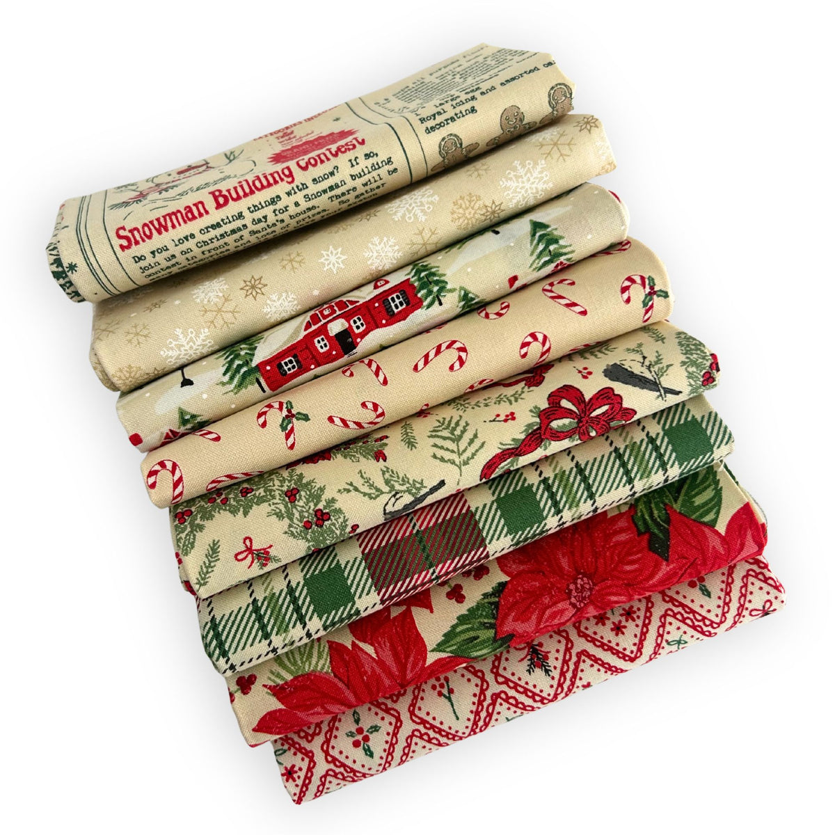 Christmas Fat Quarter Bundle Natural | Holiday Cheer by Stacy Iest Hsu for Moda Fabrics | 8 FQs | Curated Bundle