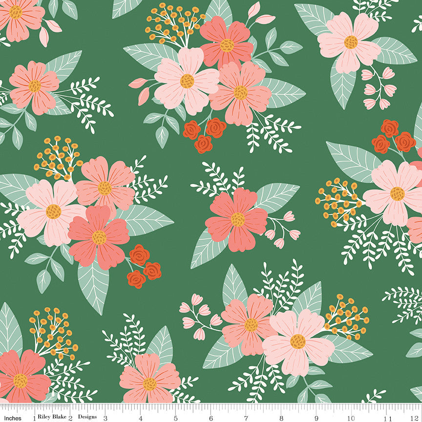PRESALE Meadow Moments Main Green Yardage by Little Forest Atelier for Riley Blake Designs | C17230-GREEN