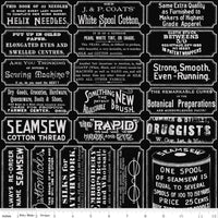 PRESALE She Who Sews–The Maker Sewing Labels Black Yardage by J. Wecker Frisch for Riley Blake Designs | C18532-BLACK
