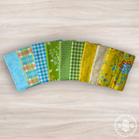 Sherbet Sunshine Flannel Custom Fat Quarter Bundle Sunshine Leaf Sky by Corey Yoder for Moda Fabrics | 9 Fat Quarters