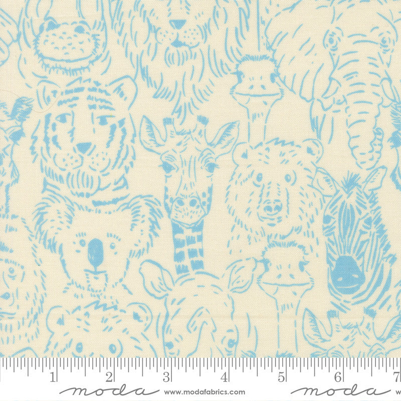 Animal Park Fun One Big Happy Family Dove Yardage by Stacy Iest Hsu for Moda Fabrics | 20962 11