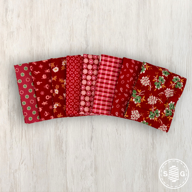 Home Town Holiday Fat Quarter Red Colorway Bundle by Lori Holt of Bee in my Bonnet | Curated Bundle 8 Fat Quarters