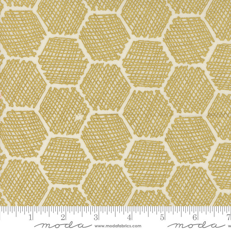 Bee Garden Honeycomb Metallic Porcelain by Gingiber for Moda Fabrics | 48416 11M