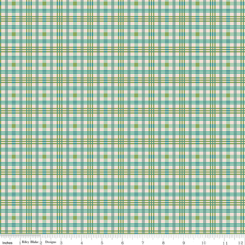 PRESALE Farmers Daughter Plaid Sea Glass Yardage by Lori Holt of Bee in My Bonnet | C17175-SEAGLASS