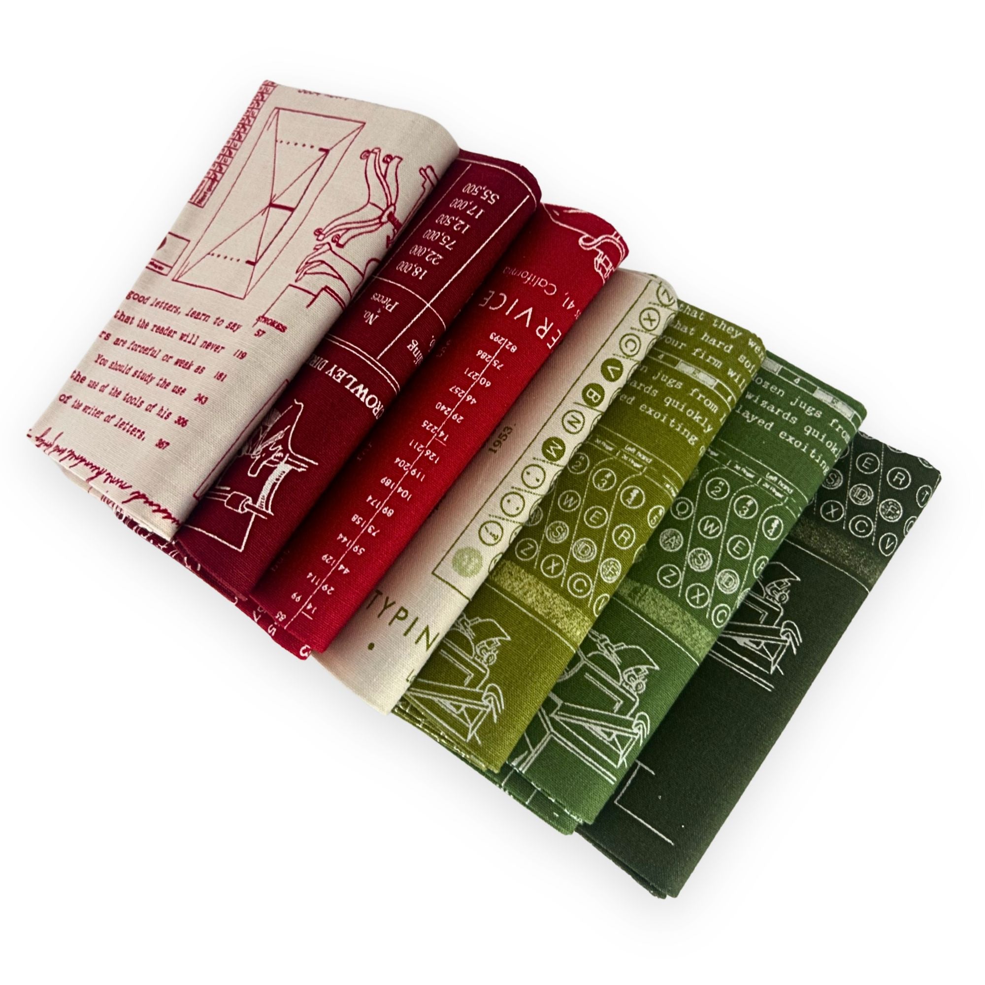 Christmas Fabric Bundle | TYPE/ography by Lori Holt of Bee in my Bonnet | 7 Pieces | Curated Fat Quarter or Half Yard Bundle