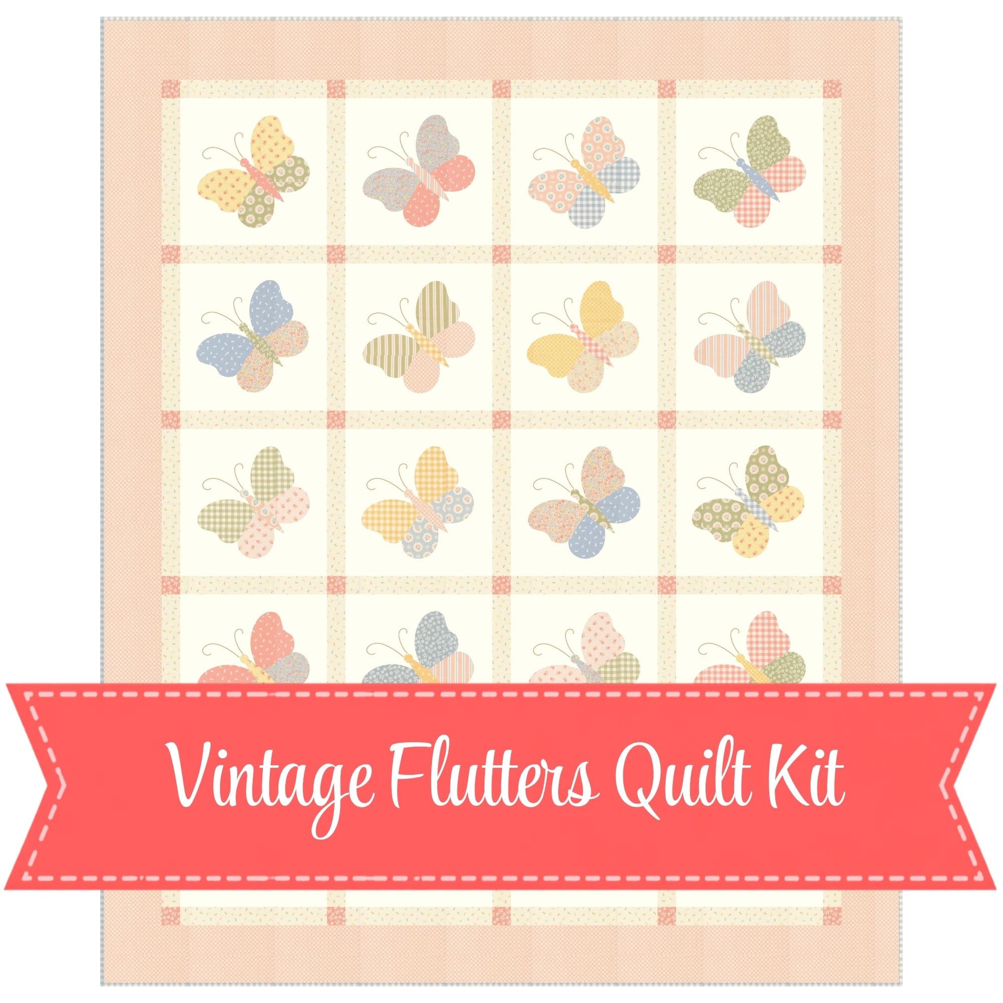 PRESALE Vintage Flutters Quilt Kit With Handmade Sweetness by Heather Briggs of My Sew Quilty Life | Quilt Size 66" x 79"
