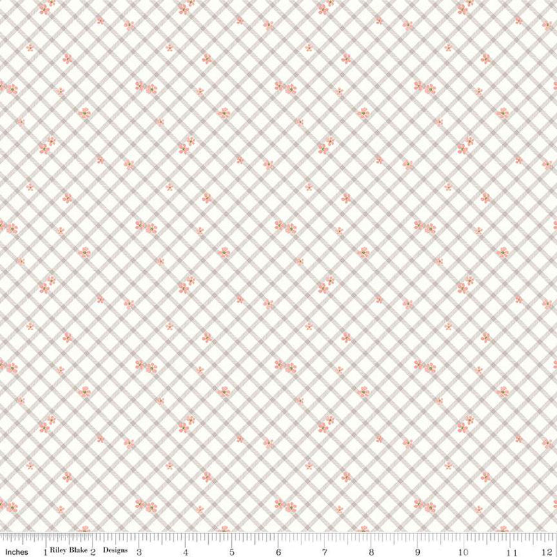 Albion Cream Floral Plaid Fat Quarter by Amy Smart for Riley Blake Designs | C14596 CREAM | FAT QUARTER REMNANT