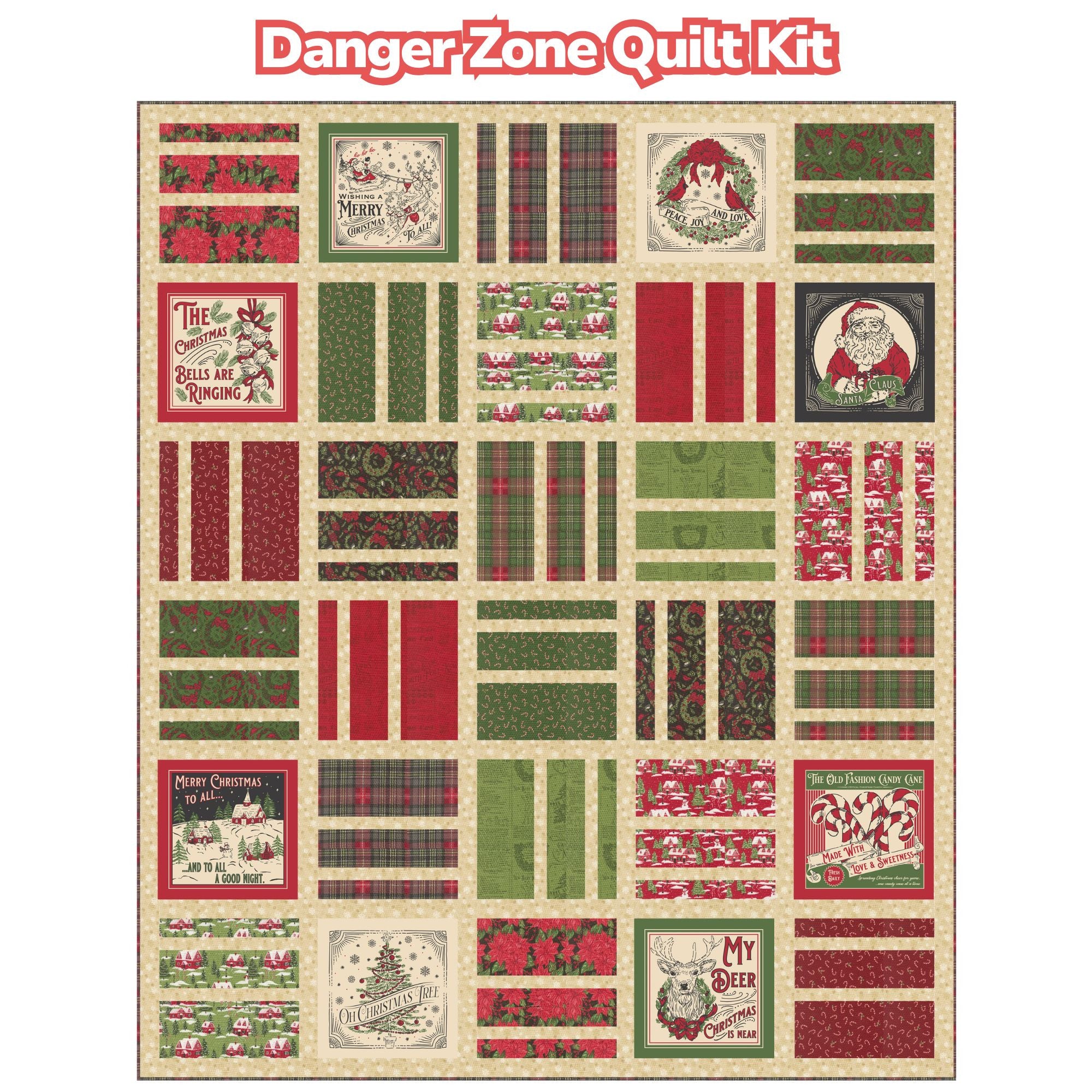 PRESALE Danger Zone Custom Quilt Kit With Holiday Cheer by Stacy Iest Hsu | Quilt Size 64” x 76 1/2” (Includes Quilt book)