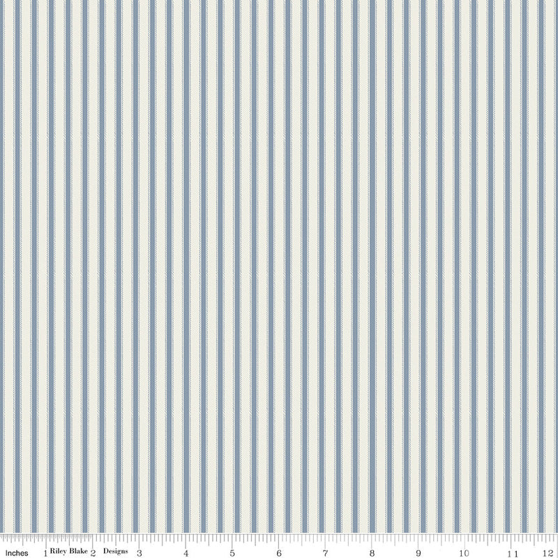 PRESALE Ivy Reese Ticking Blue Yardage by Deena Rutter for Riley Blake Designs | C16605-BLUE