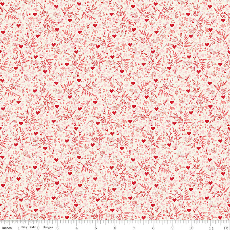 Letters to Cupid Ditsy Floral Cream Yardage by My Mind's Eye for Riley Blake Designs | C16984-CREAM