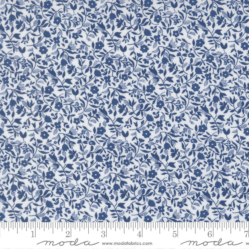 PRESALE Blueprint Frolic White Navy Yardage by Camille Roskelley for Moda Fabrics | 55335 26