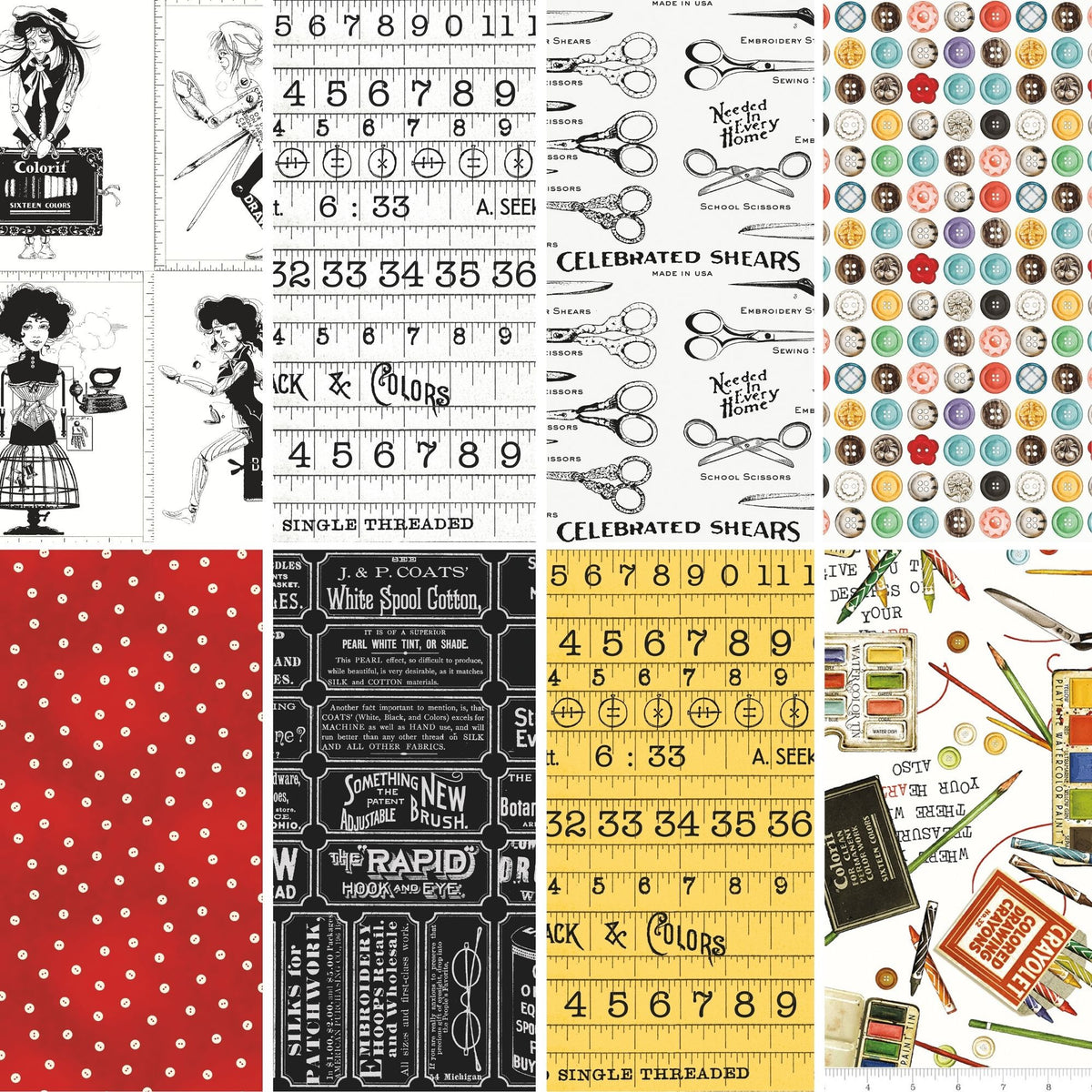 PRESALE She Who Sews–The Maker Fat Quarter Bundle by J. Wecker Frisch for Riley Blake Designs | 8 Fat Quarters | Curated Bundle