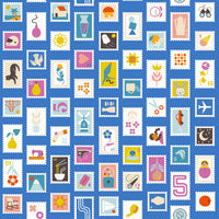 Salutations Stampy Novelty Lapis Yardage by Rashida Coleman Hale for Ruby Star Society | RS1089 14