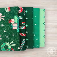 Tiny Christmas Custom Fat Quarter Bundle Green by Lizzy House for Moda Fabrics | 5 Fat Quarters