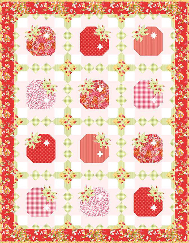 Strawberry Basket Quilt Pattern by Jennifer Long of Bee Sew Inspired | 60" x 77"