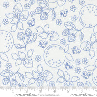 PRESALE Fruit Salad Fruit Sketch Off White Cobalt Yardage by Corey Yoder for Moda Fabrics | 29241 31