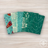 321 Blast Off Galaxy Custom Fat Quarter Bundle Blue Nebula Neptune by Stacy Iest Hsu | 5 Fat Quarters