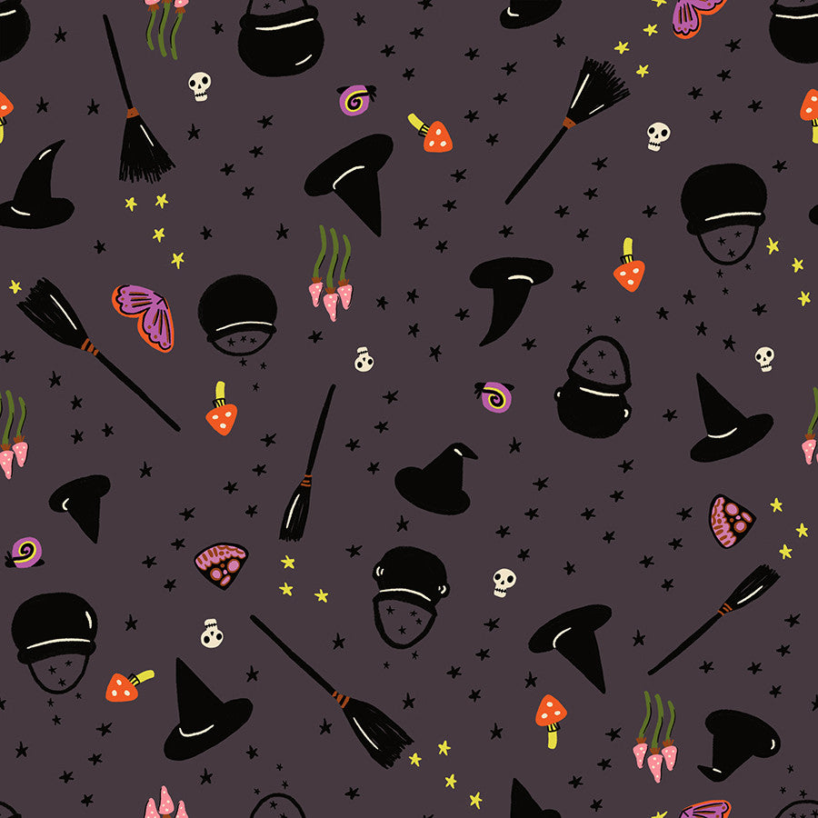 PRESALE Freaky Familiars Witchy Woman Eggplant Yardage by Ruby Star Society | RS5195 16