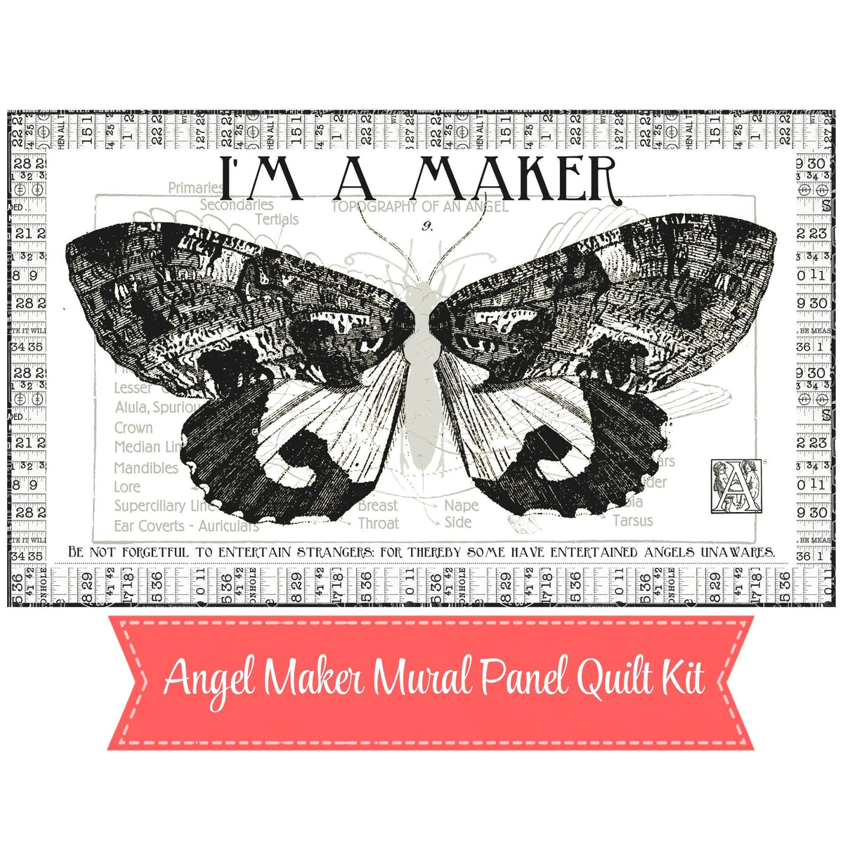 PRESALE Angel Maker Mural Panel Quilt Kit | She Who Sews–The Maker Seamstress by J. Wecker Frisch | Quilt Size 28 1/2" x 47 12" | FREE PATTERN