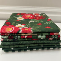 Charming Christmas Custom Fat Quarter Bundle Green by Kelsey Carlson for Riley Blake Designs | 8 Precut Fat Quarters