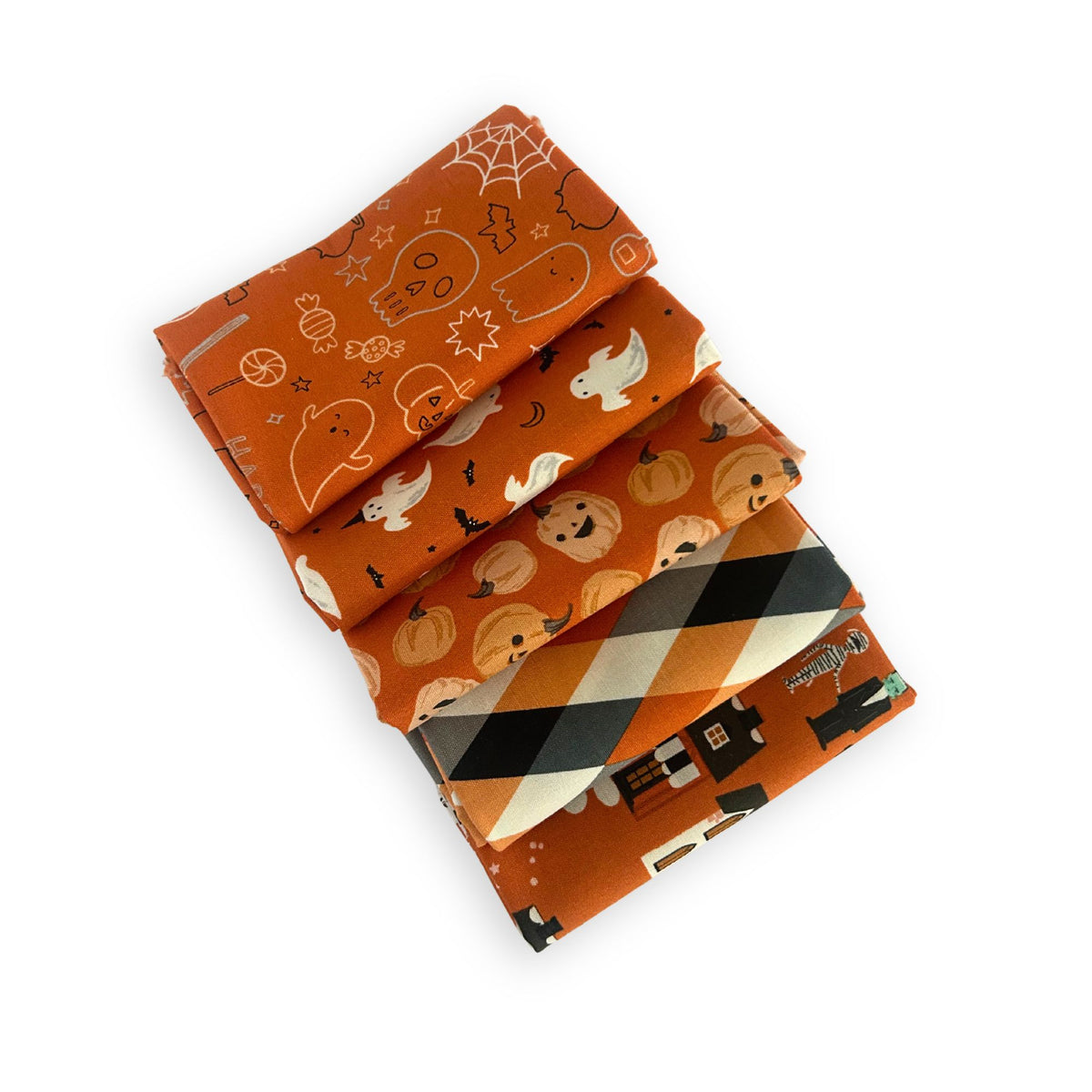 Halloween Fat Quarter Bundle Orange | Frank and Friends by My Mind's Eye | 5 Fat Quarters | Curated Bundle
