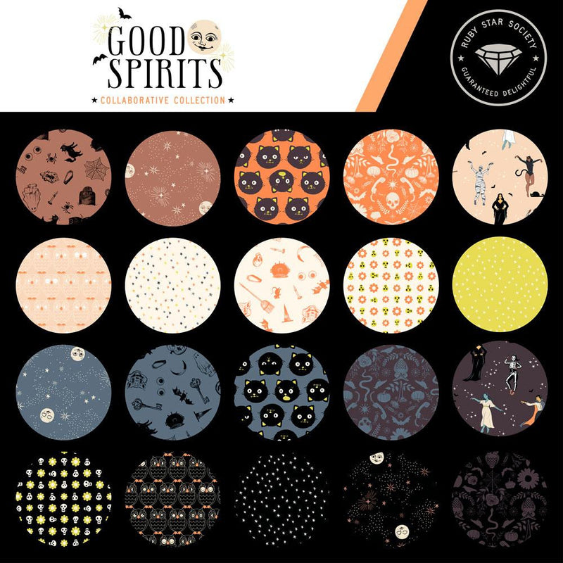 Good Spirits Custom Fat Quarter Bundle by Ruby Star Society Custom Curated Fat Quarter Bundle Black Ghostly Colorway | 11 FQs