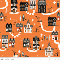 Frank and Friends Houses Orange Yardage by My Mind's Eye for Riley Blake Designs | C17471-ORANGE