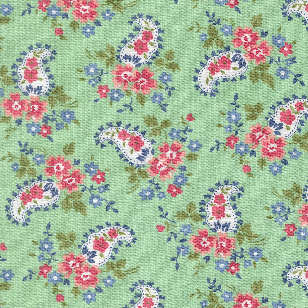 A Cat Named Stitch Sweet Paisley Green Yardage by Camille Roskelley for Moda Fabrics | 55346 19