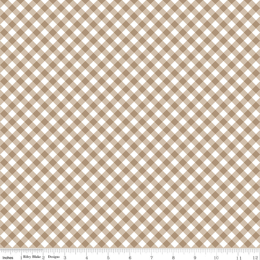 Whimsical Woodland Diagonal Gingham Natural Yardage by Tasha Noel for Riley Blake Designs | C17646-NATURAL