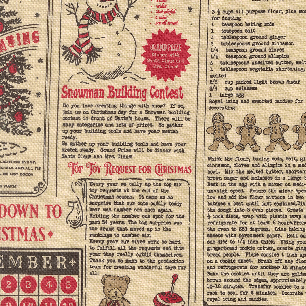 PRESALE Holiday Cheer North Pole News Natural Midnight  Yardage by Stacy Iest Hsu for Moda Fabrics | 20970 21