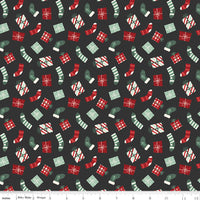 Evergreen Wishes Stockings & Gifts Black Yardage by Traci Reed for Riley Blake Designs | C17812-BLACK