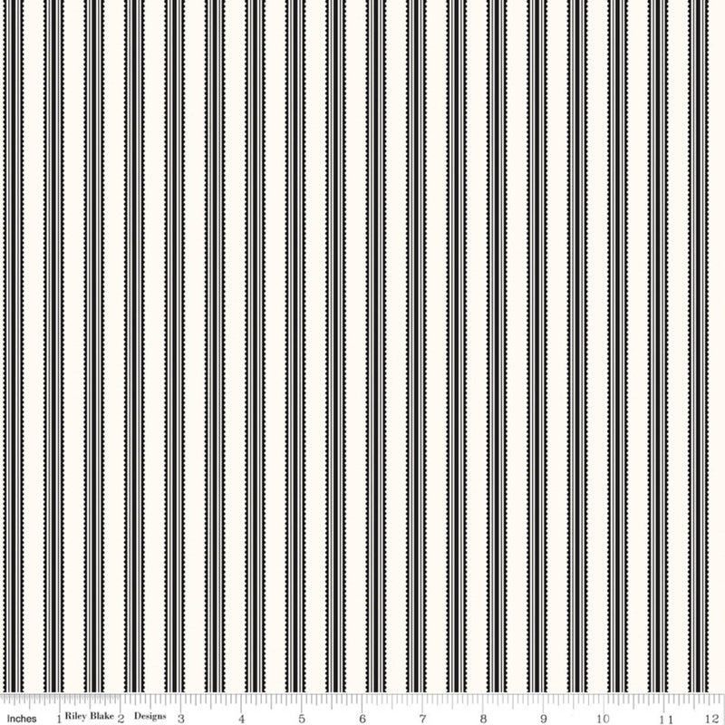 Midnight Meadow Stripes Cream Yardage by My Mind's Eye for Riley Blake Designs | C15323-CREAM