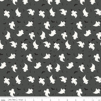 Frank and Friends Ghosts Charcoal Glow in the Dark Yardage by My Mind's Eye for Riley Blake Designs | GC17475-CHARCOAL