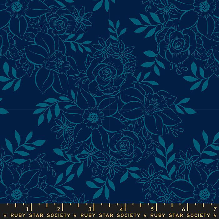 Winterglow Navy Bloom Yardage by Ruby Star Society for Moda Fabrics |RS5108 12