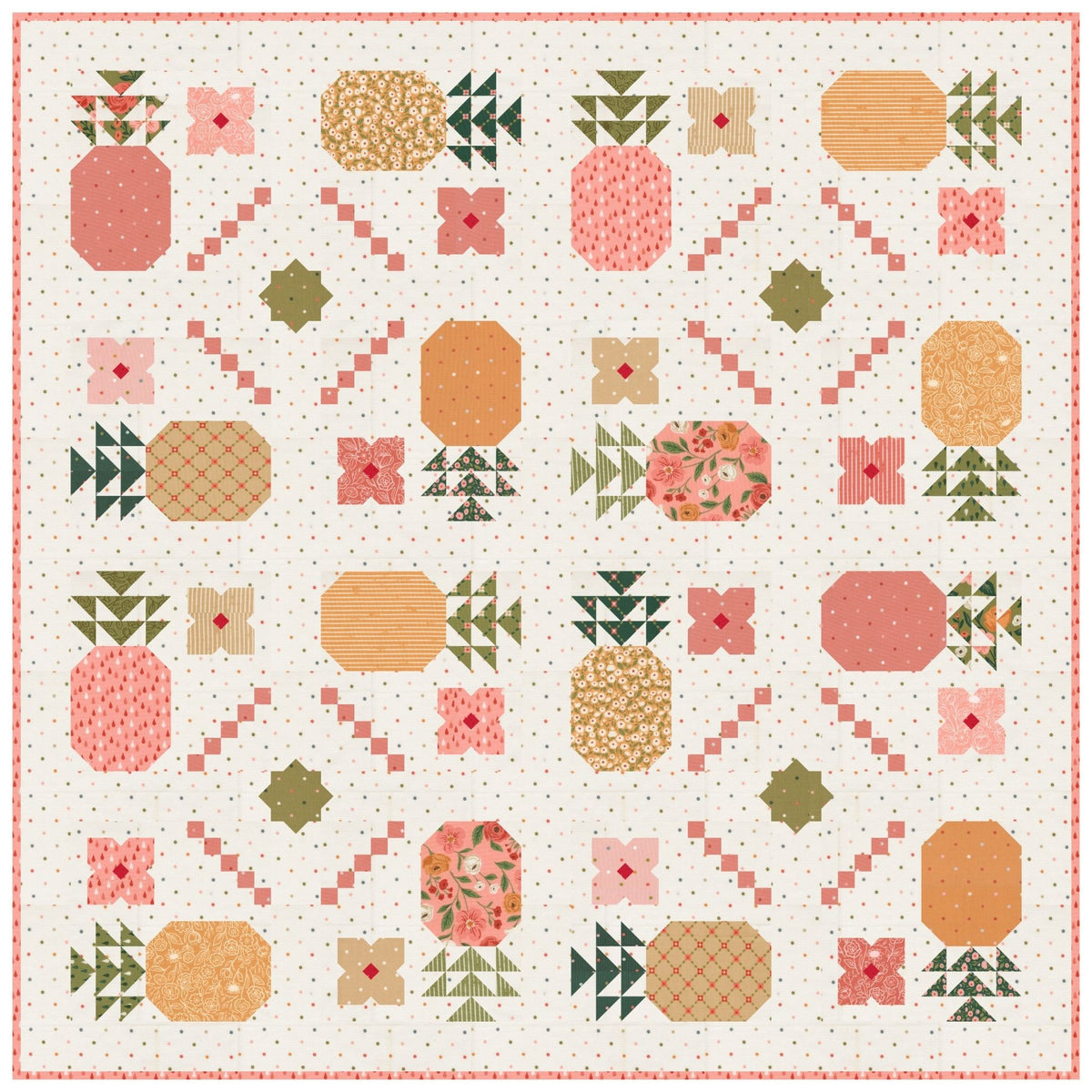 PRESALE Piña Colada Quilt Kit With Garden Glam by Lella Boutique for Moda Fabrics | Quilt Size 63 1/2” x 63 1/2” (White Version)