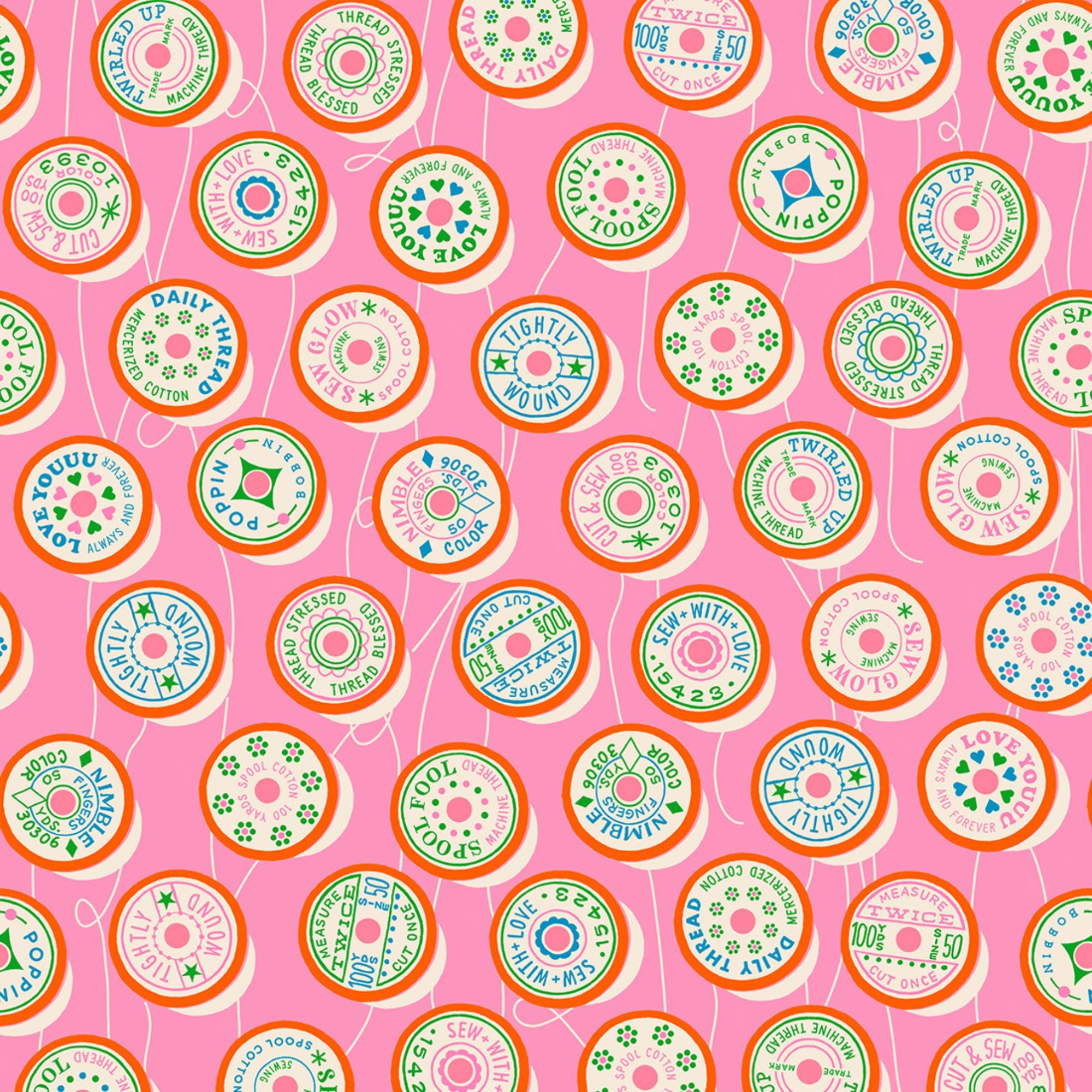 Trinketry Spools Flamingo Yardage by Melody Miller for Ruby Star Society | RS0111 17
