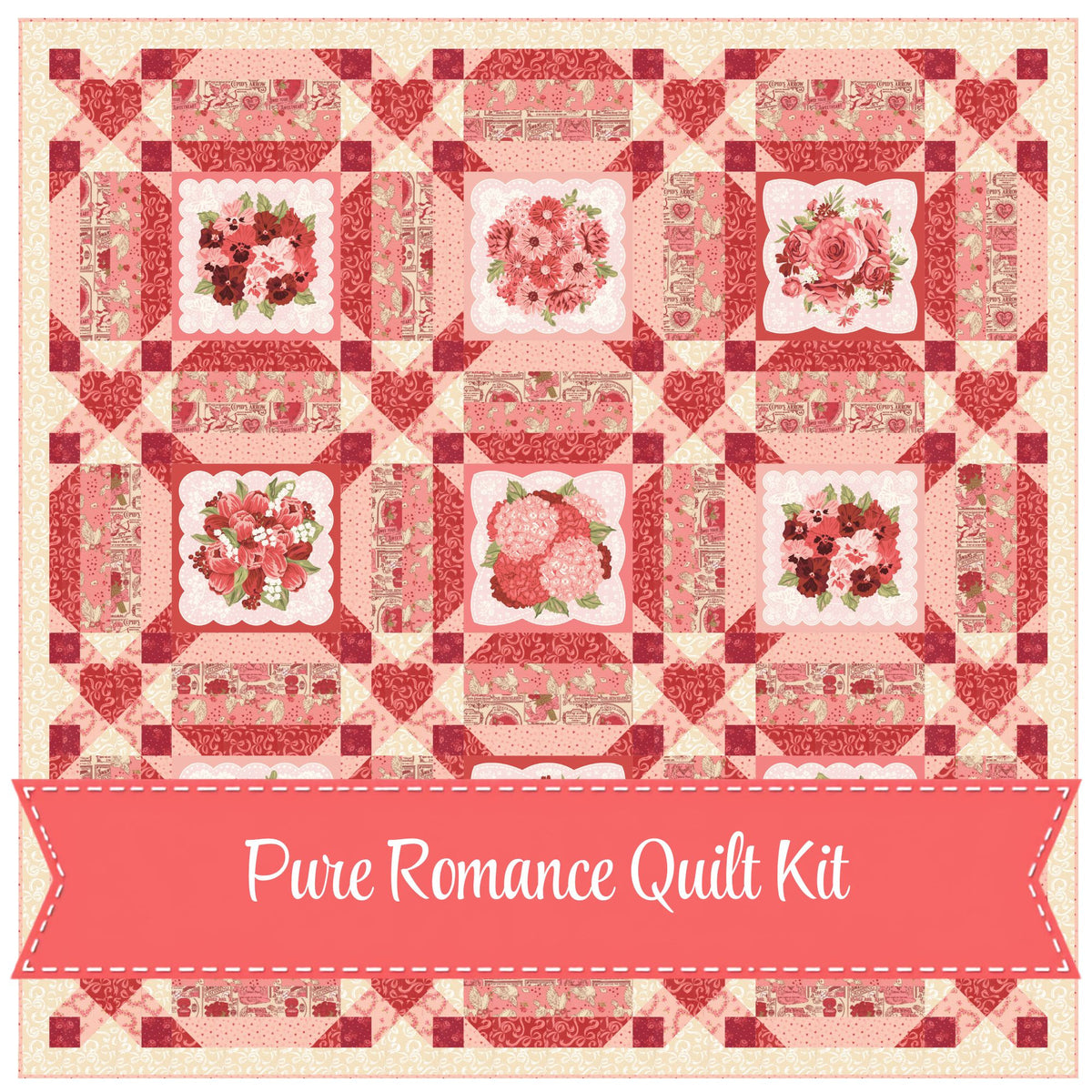 PRESALE Pure Romance Quilt Kit With Je T'aime by Stacy Iest Hsu for Moda Fabrics | KIT20990