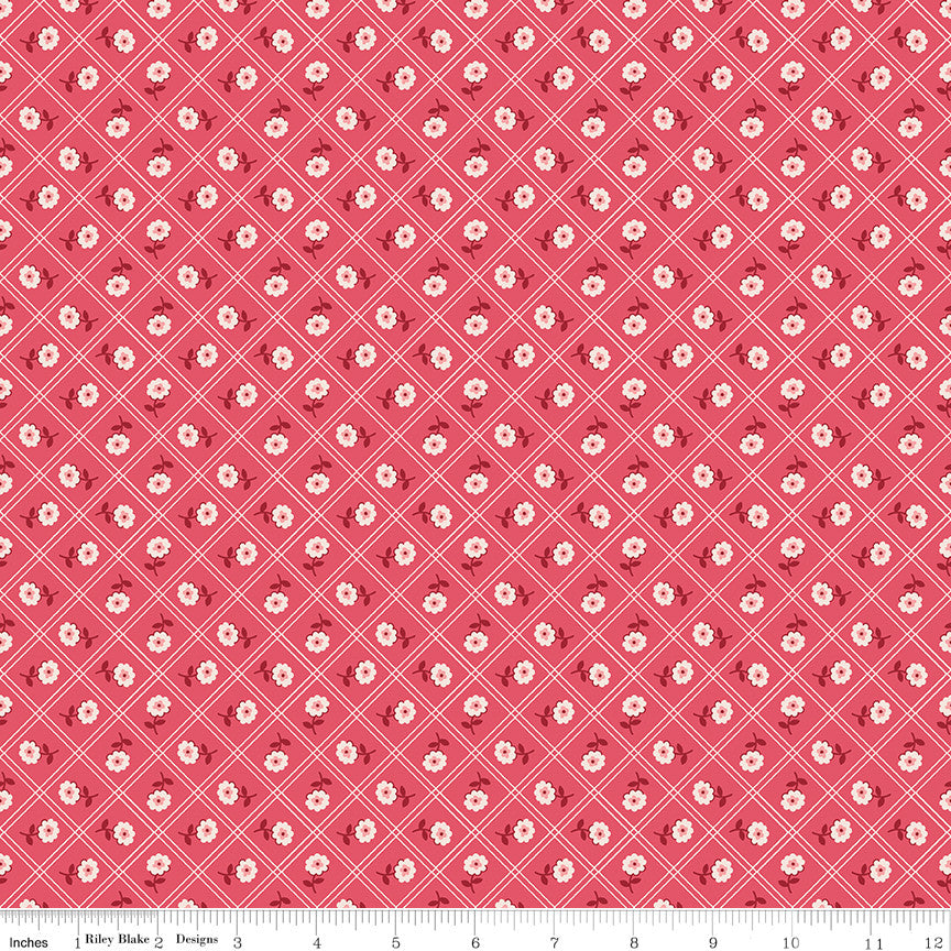 PRESALE Berry & Sage Calico Tea Rose Yardage by Lori Holt of Bee in My Bonnet | C17384-TEAROSE
