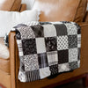 Modern Minky Blanket by Dreamy Blankets  | Fleur Noir Black & White Patchwork| Premium Soft Minky Blanket | Blanket Size 60" x 72"