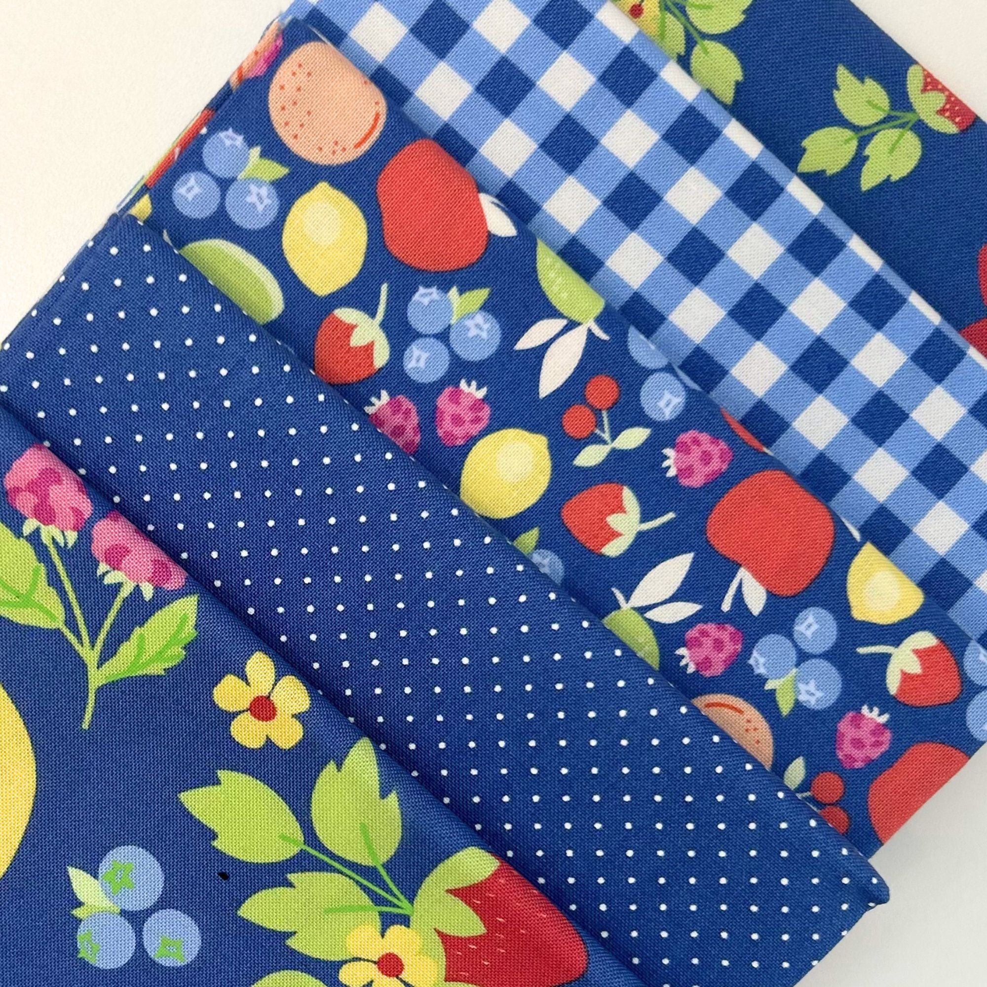 Fruit Salad Custom Fat Quarter Bundle Cobalt Blue by Corey Yoder for Moda Fabrics | 5 FQs | Curated Bundle