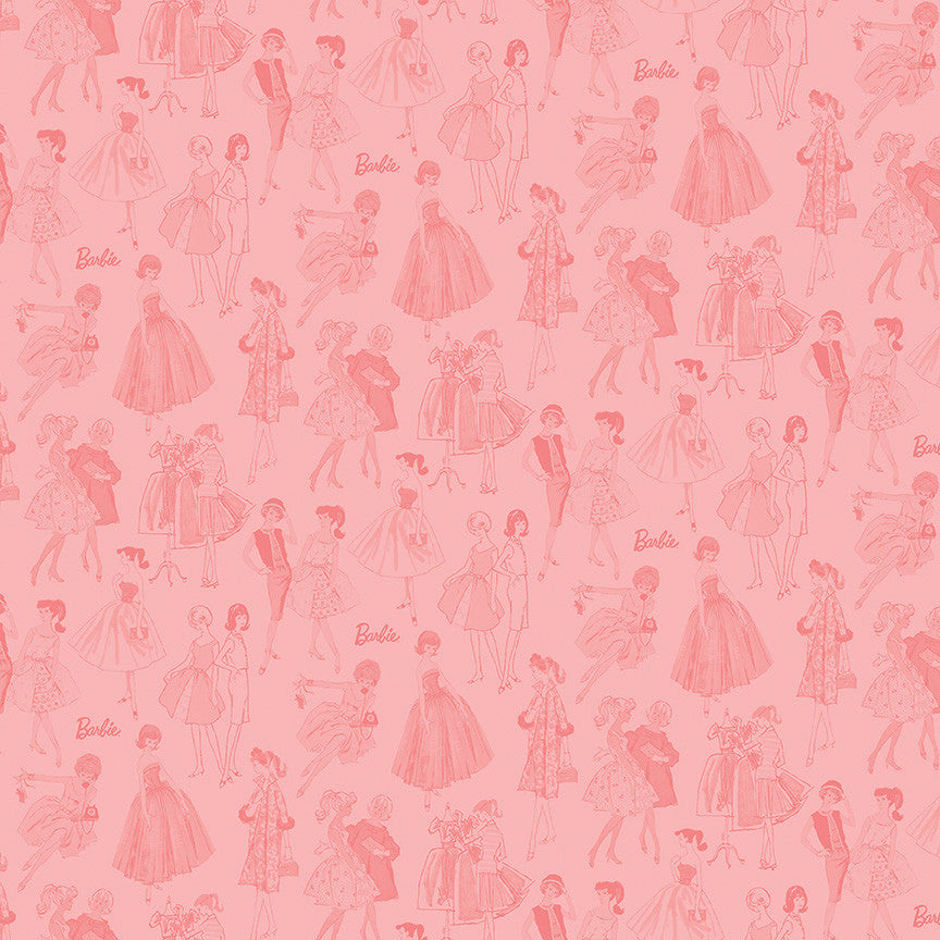 Barbie Vintage Tonal Pink Yardage by Riley Blake Designs | C16892-PINK