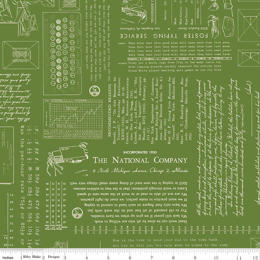TYPE/ography Basil Yardage by Lori Holt of Bee in My Bonnet for Riley Blake Designs | C16850-BASIL